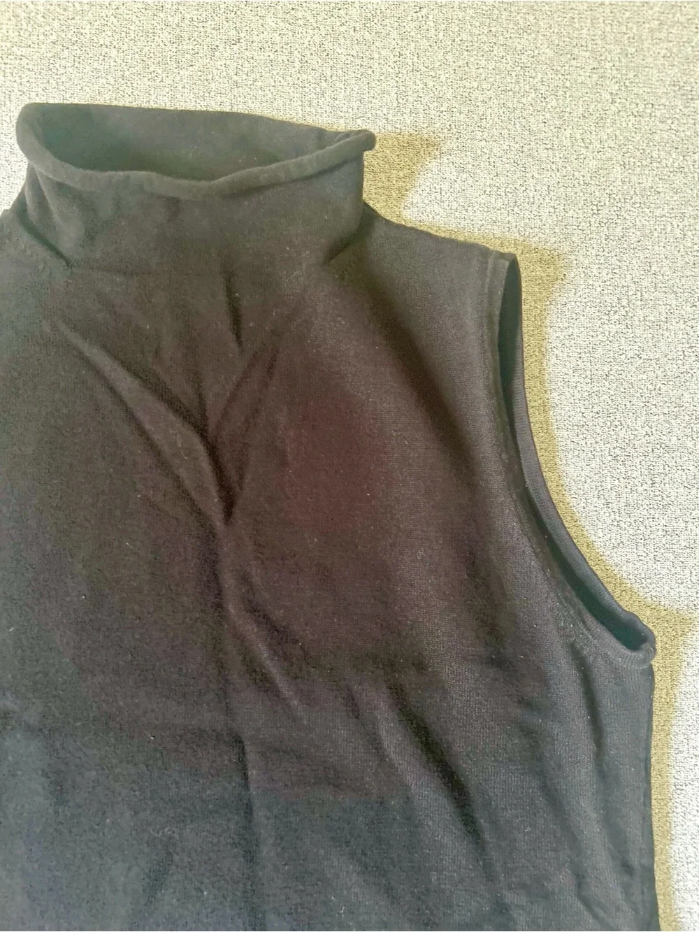 Vintage 100% Cotton Black Mock Neck Knit Tank Top L Coquette Layering Clean Girl